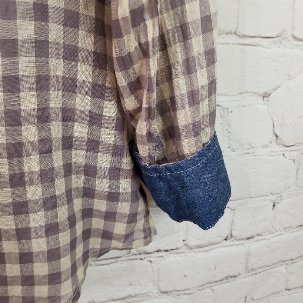 Bcbgeneration Plaid Chiffon Button Down Shirt M - image 5